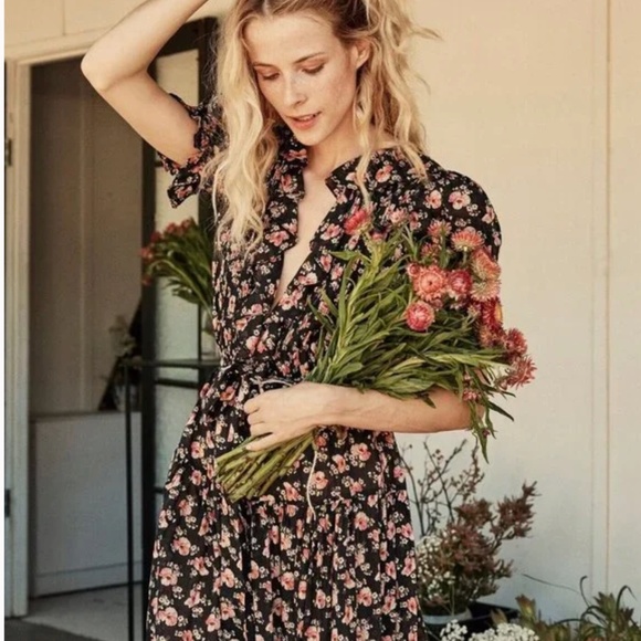 Doen Poet Dress in Black Poppy Print - Medium - Picture 10 of 10